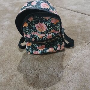 Floral Black Mini Backpack